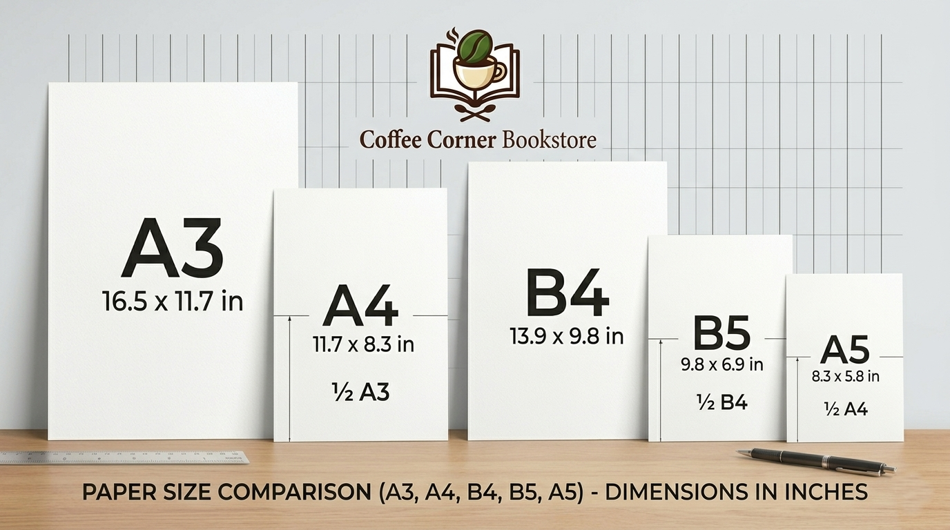 Paper size comparison — A3, A4, B4, B5, A5